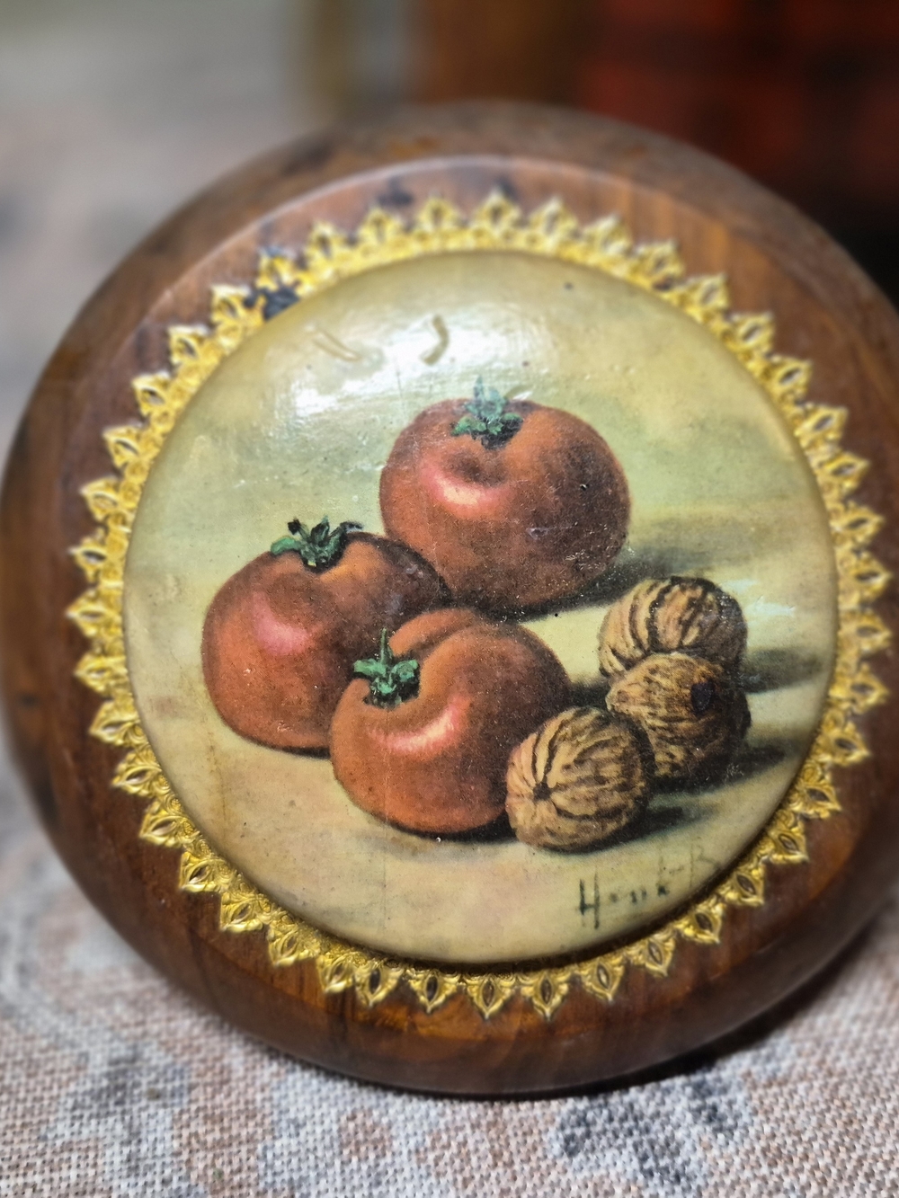 Handpainted Fruit Trinket Box - Red Tomato Motif